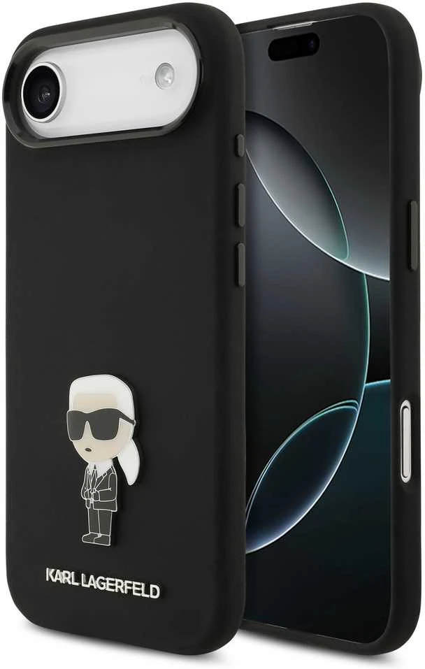 Karl Lagerfeld Liquid Silicone Metal Ikonik dėklas skirtas Apple iPhone Air juodos spalvos