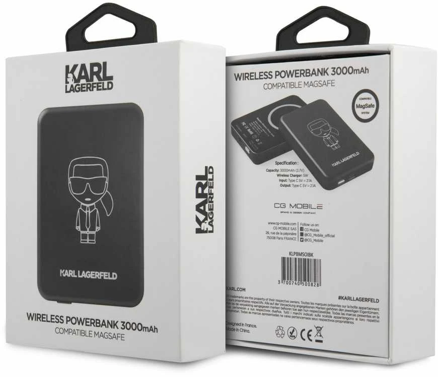 Karl Lagerfeld Karlo Lagerfeldo indukcinis maitinimo blokas KLPBMSOIBK 3000 mAh MagSafe