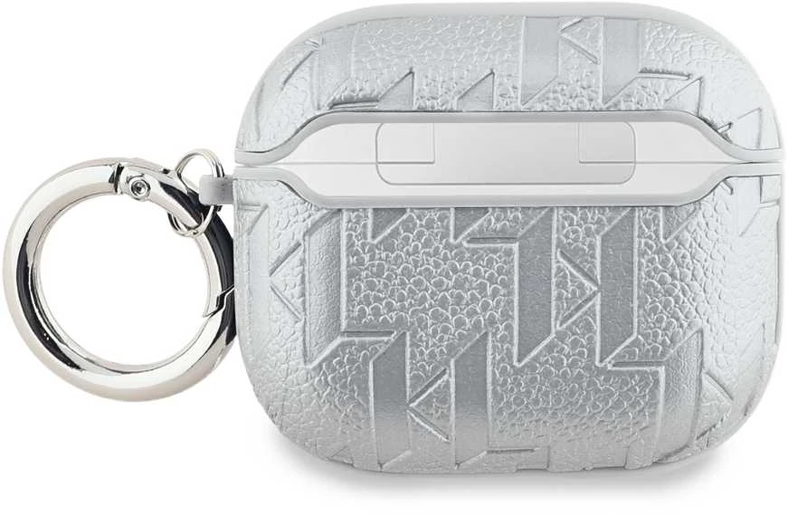 Karl Lagerfeld PU Embossed Choupette Head dėklas ausinėms AirPods Pro 2 sidabrinės spalvos