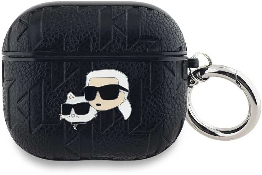 Apple AirPods Pro 2 Karl Lagerfeld Cover Monogram Karl & Choupette Head ausinių dėklas juodos spalvos