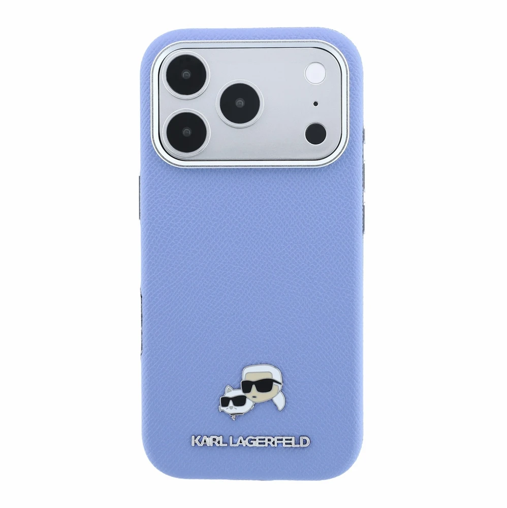 Dėklas Karl Lagerfeld PU Grained Semi Wrap K&CH Heads Magsafe Case for iPhone 18 Pro Max Mėlyna