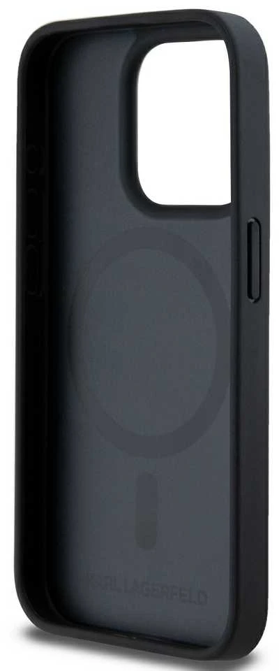 Karl Lagerfeld PU Karl Heads Pattern MagSafe dėklas telefonui Apple iPhone 15 Pro Max juodos spalvos