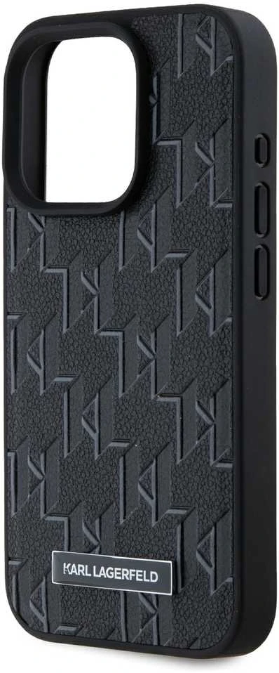 Karl Lagerfeld KLHMP15LPKHPORPK Apple iPhone15 Pro 6.1″ kietas dėklas juodos spalvos Leather Monogram Metal Logo MagSafe