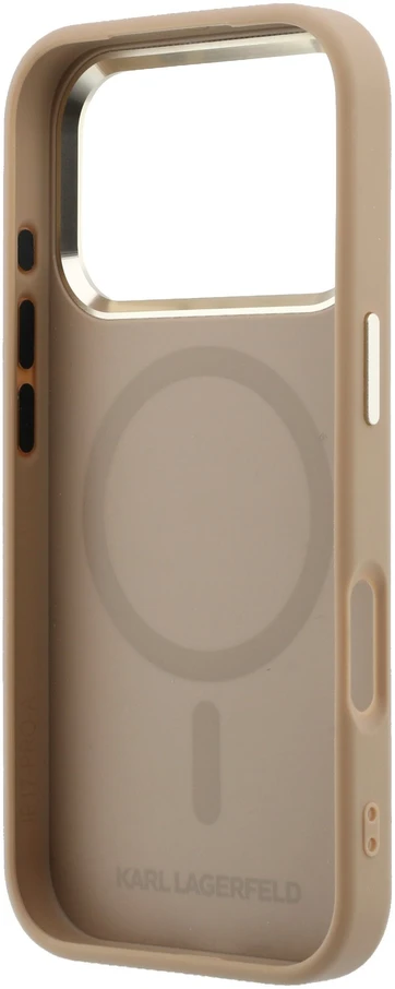 Karl Lagerfeld PU Perforated Gold Dots MagSafe dėklas skirtas Apple iPhone 17 Pro rusvai gelsvas