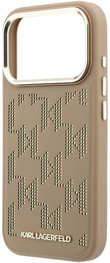 Karl Lagerfeld PU Perforated Monogram MagSafe dėklas skirtas iPhone 17 Pro Max rusvai gelsvas