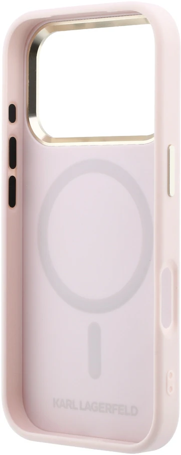 Karl Lagerfeld PU Perforated Monogram MagSafe dėklas skirtas Apple iPhone 17 Pro Max rožinės spalvos
