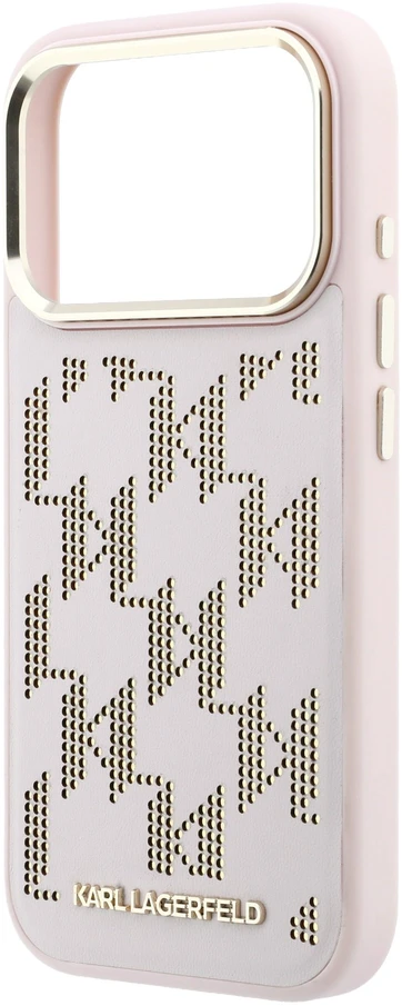 Karl Lagerfeld PU Perforated Monogram MagSafe dėklas skirtas Apple iPhone 17 Pro rožinės spalvos