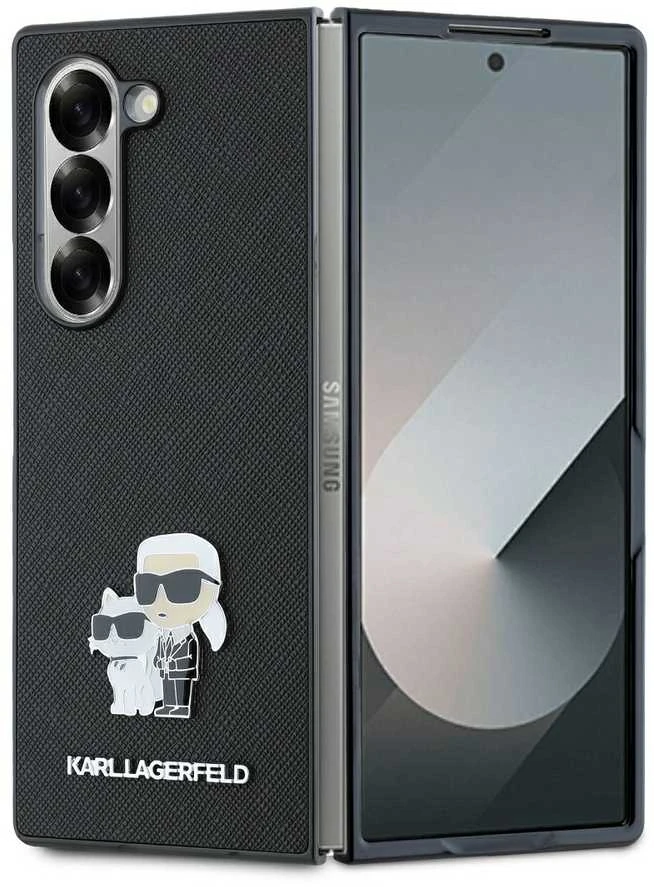 Karl Lagerfeld dėklas skirtas Samsung Galaxy Z Fold 6 KLHCZFD6SAPKCNPK (HC Saffiano KC Metal Pin) juodos spalvos