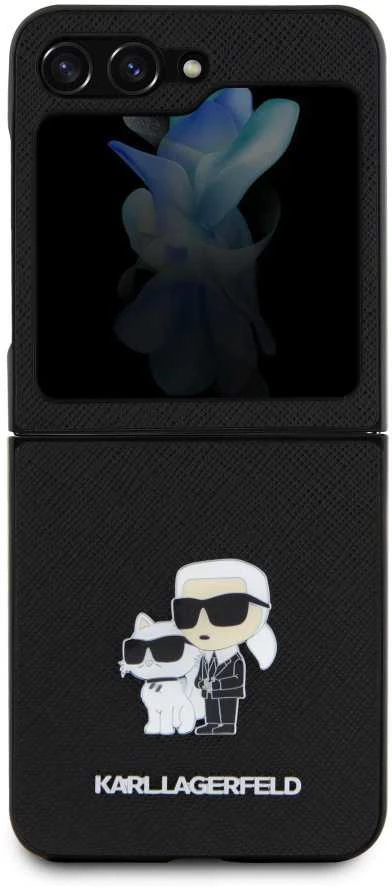 Karl Lagerfeld KLHCZF5SAKCNPK Z Flip5F731 kietas dėklas juodos spalvos Saffiano Karl&Choupette Pin