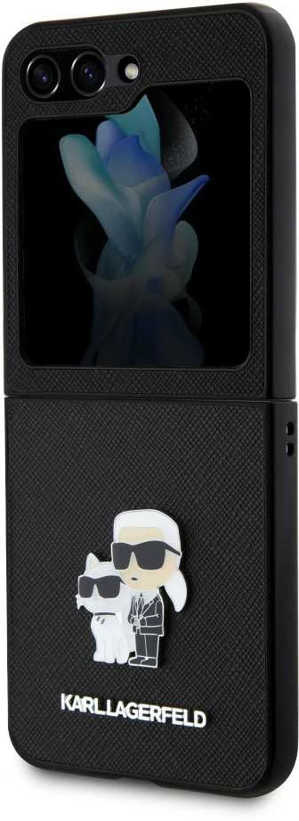 Karl Lagerfeld KLHCZF5SAKCNPK Z Flip5F731 kietas dėklas juodos spalvos Saffiano Karl&Choupette Pin