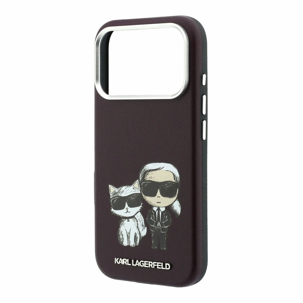 Dėklas Karl Lagerfeld PU Semi Wrap Smooth Sketch Bodies Magsafe Case for iPhone 18 Pro Max Burgundy