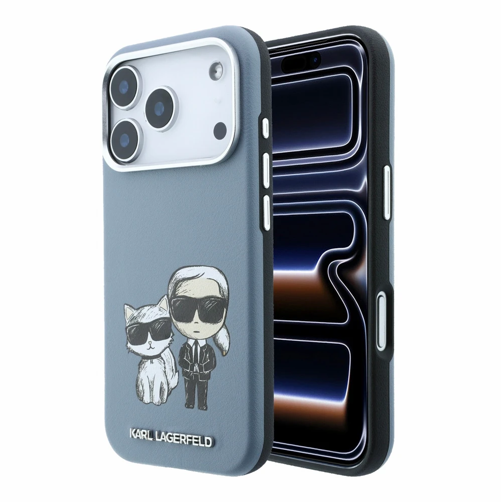 Dėklas Karl Lagerfeld PU Semi Wrap Smooth Sketch Bodies Magsafe Case for iPhone 18 Pro Max Mėlyna