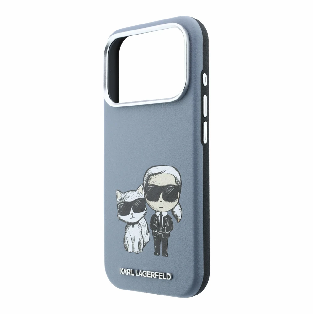 Dėklas Karl Lagerfeld PU Semi Wrap Smooth Sketch Bodies Magsafe Case for iPhone 18 Pro Mėlyna
