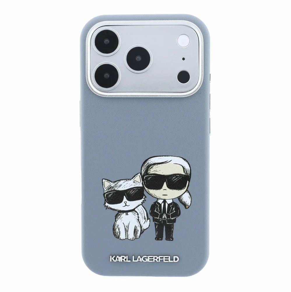 Dėklas Karl Lagerfeld PU Semi Wrap Smooth Sketch Bodies Magsafe Case for iPhone 18 Pro Mėlyna