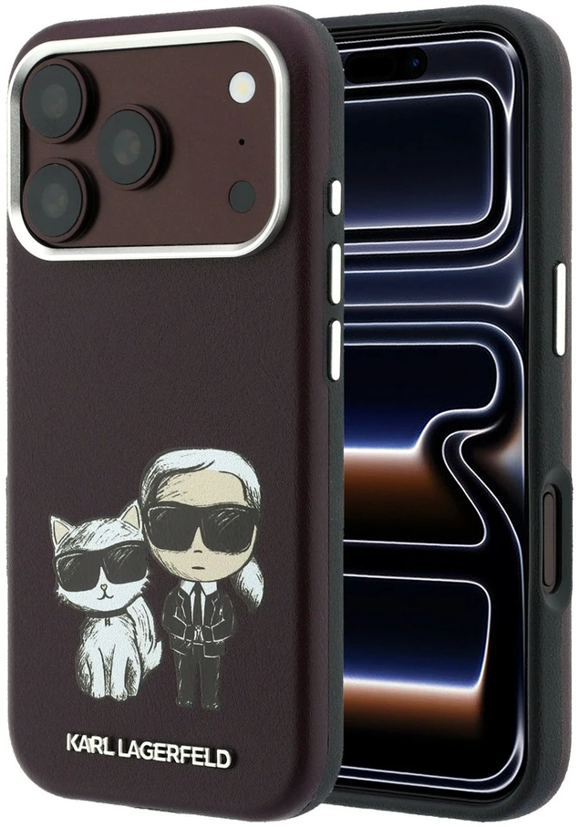 Dėklas Karl Lagerfeld case for IPHONE 18 Pro /17 Pro compatible with MagSafe (Bodies Sketch) burgudny