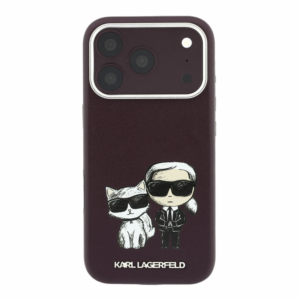Dėklas Karl Lagerfeld PU Semi Wrap Smooth Sketch Bodies Magsafe Case for iPhone 18 Pro Max Burgundy