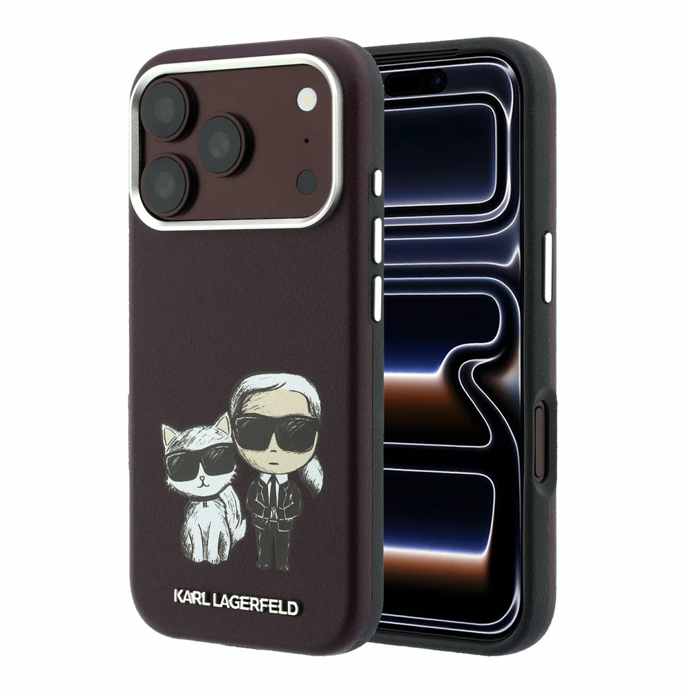 Dėklas Karl Lagerfeld PU Semi Wrap Smooth Sketch Bodies Magsafe Case for iPhone 18 Pro Max Burgundy