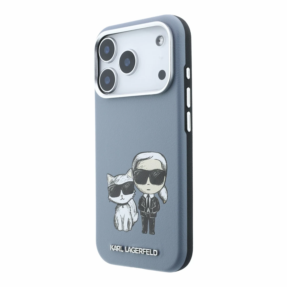 Dėklas Karl Lagerfeld PU Semi Wrap Smooth Sketch Bodies Magsafe Case for iPhone 18 Pro Mėlyna