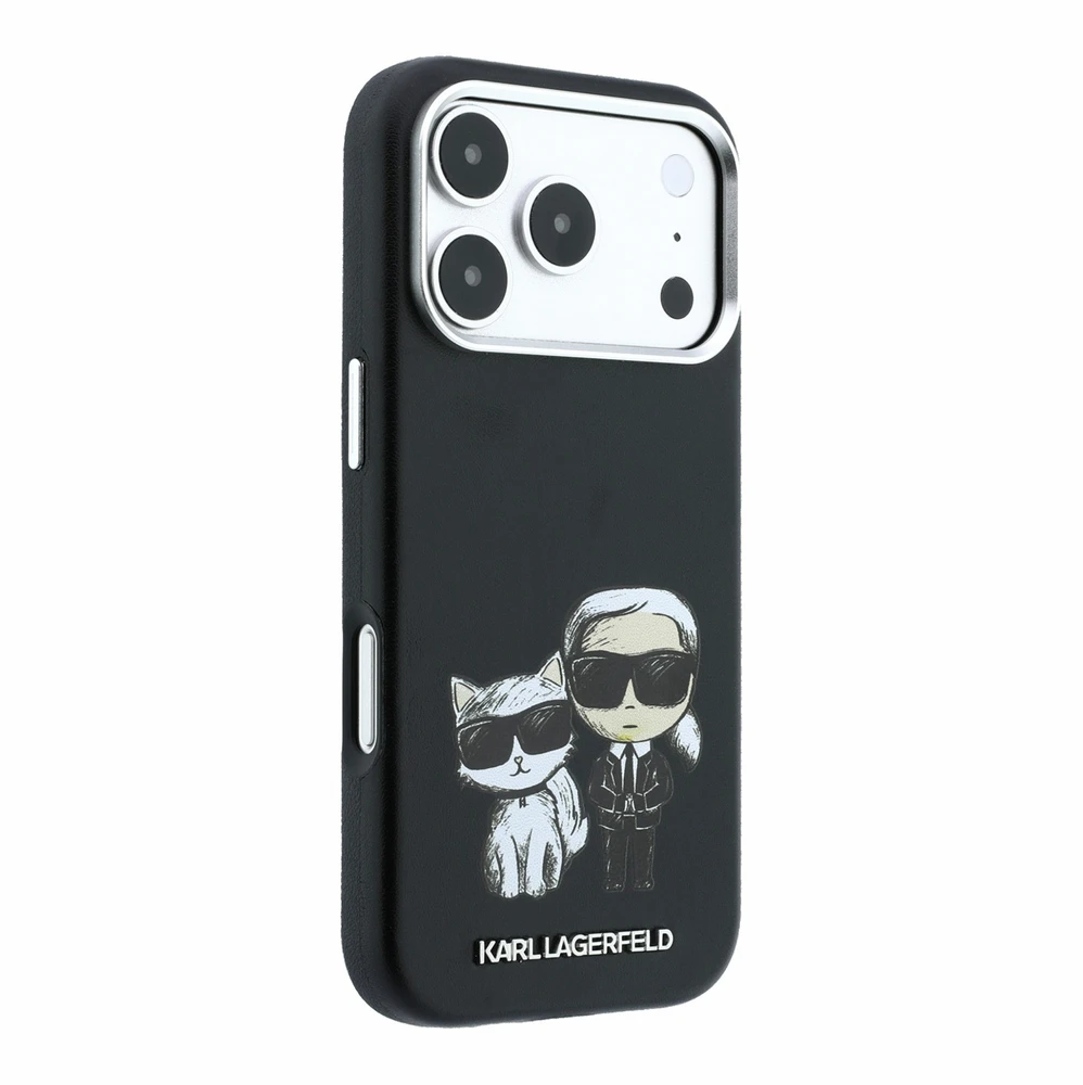 Dėklas Karl Lagerfeld PU Semi Wrap Smooth Sketch Bodies Magsafe Case for iPhone 18 Pro Max Juodas