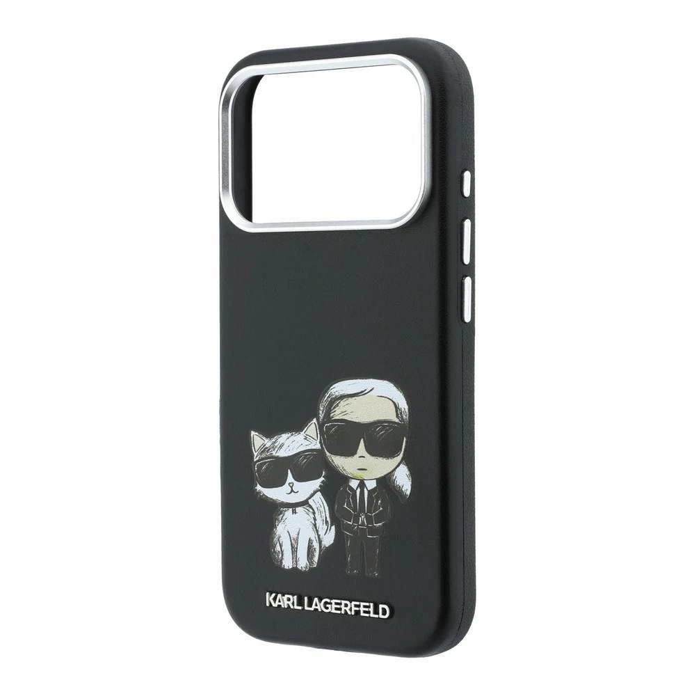Dėklas Karl Lagerfeld PU Semi Wrap Smooth Sketch Bodies Magsafe Case for iPhone 18 Pro Max Juodas