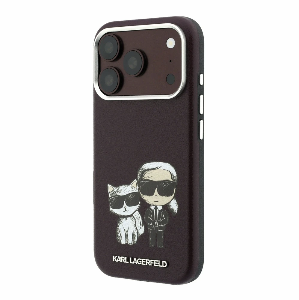 Dėklas Karl Lagerfeld PU Semi Wrap Smooth Sketch Bodies Magsafe Case for iPhone 18 Pro Max Burgundy