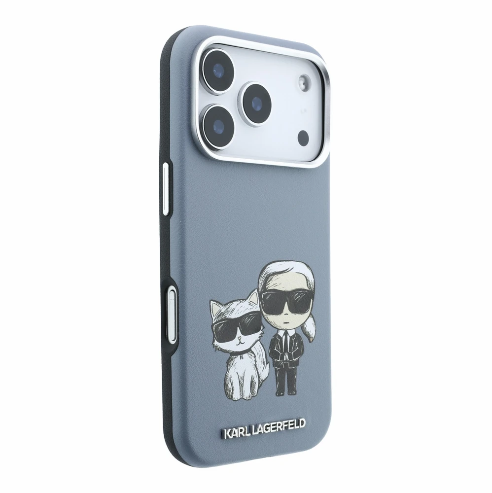 Dėklas Karl Lagerfeld PU Semi Wrap Smooth Sketch Bodies Magsafe Case for iPhone 18 Pro Mėlyna