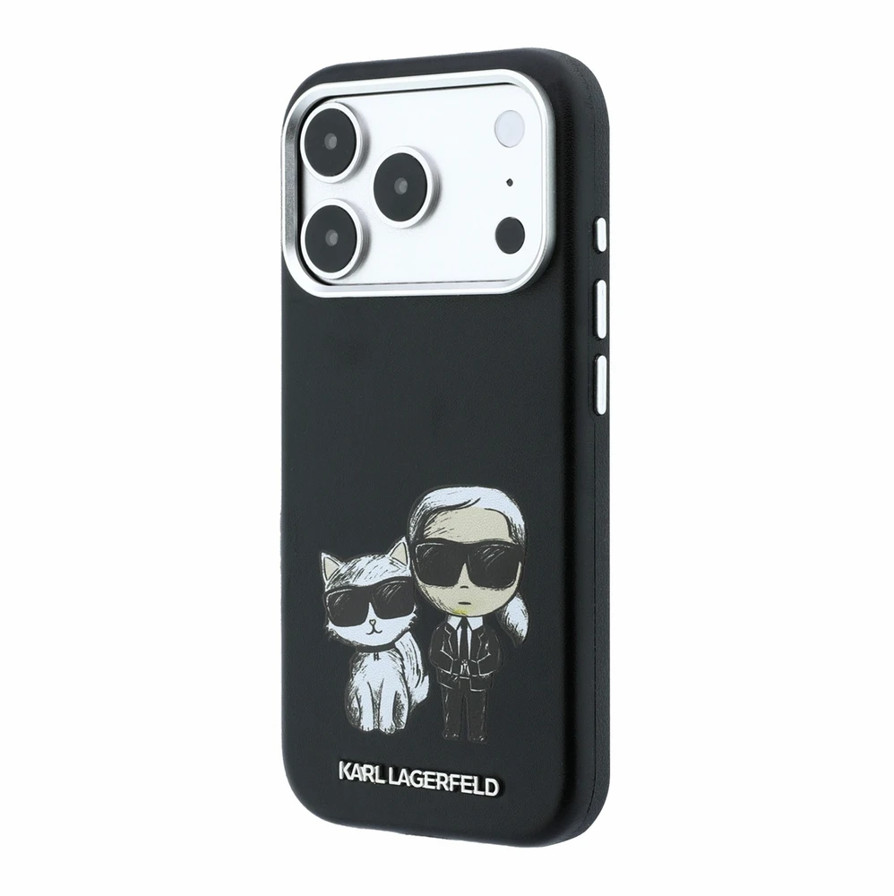 Dėklas Karl Lagerfeld PU Semi Wrap Smooth Sketch Bodies Magsafe Case for iPhone 18 Pro Max Juodas