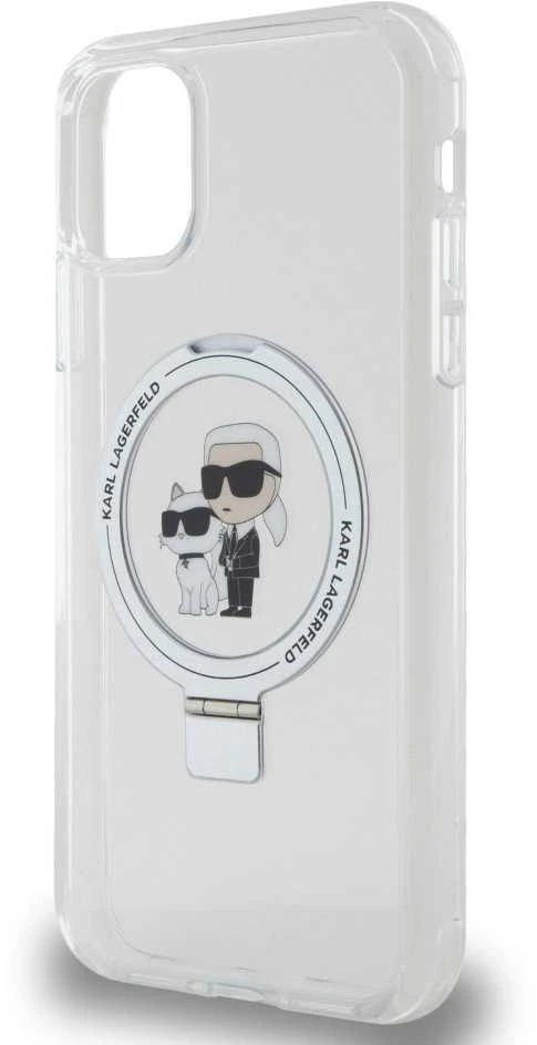 Karl Lagerfeld KLHMN61HMRSKCH Apple iPhone 11/ Xr 6.1″ baltos spalvos kietas dėklas Ring Stand Karl&Choupettte Mag
