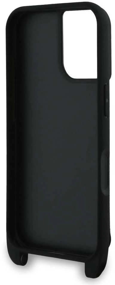 Karl Lagerfeld KLHCP16SSAKCPBK Apple iPhone 16 6.1" dėklas telefonui juodos spalvos Saffiano Karl&Choupette Metal Pin CBDY Strap