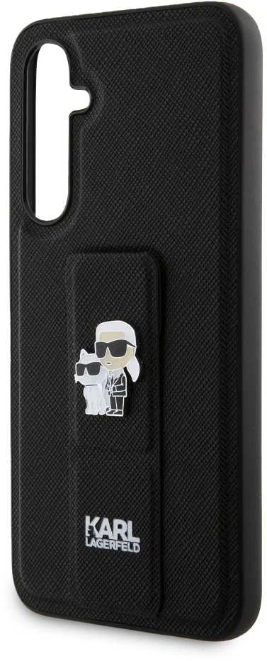 Samsung Galaxy S23 FE Karl Lagerfeld Dėklas Gripstand Saffiano Karl&Choupette Pins (KLHCS23FEGSAKCPK) juodos spalvos
