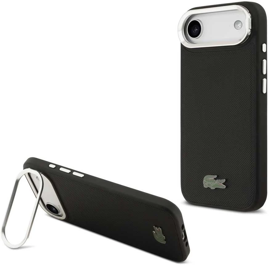 Lacoste Iconic Petit Pique Camera Stand MagSafe dėklas skirtas Apple iPhone Air juodos spalvos
