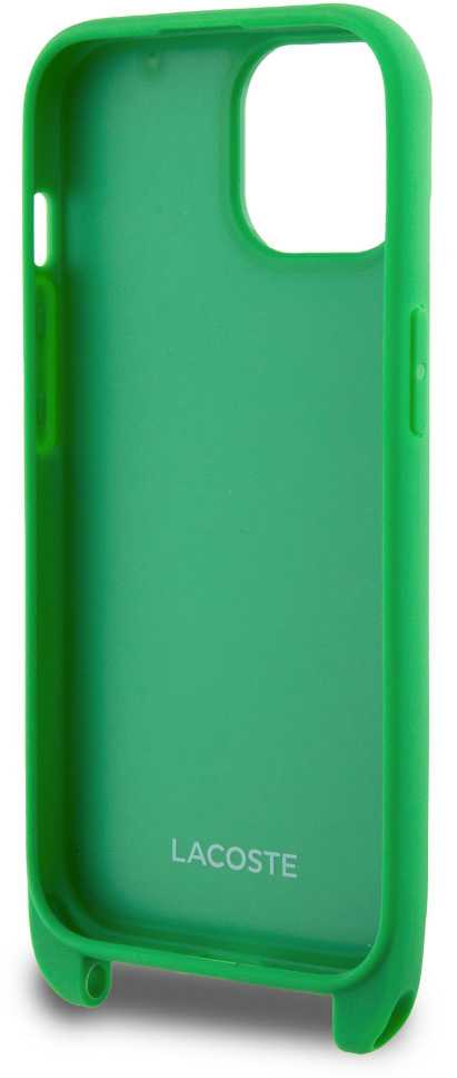 Lacoste Iconic Petit Pique Crossbody Strap Woven Logo dėklas skirtas Apple iPhone 15 žalios spalvos
