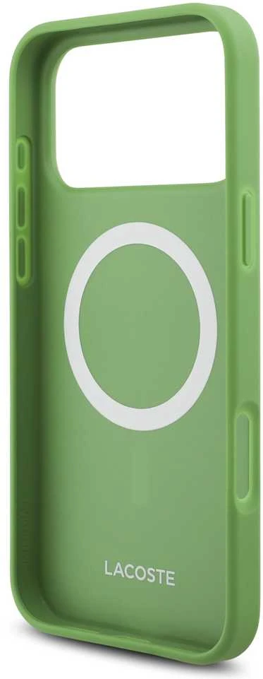 Lacoste Iconic Petit Pique MagSafe dėklas + Wallet skirtas Apple iPhone 17 Pro Max žalios spalvos
