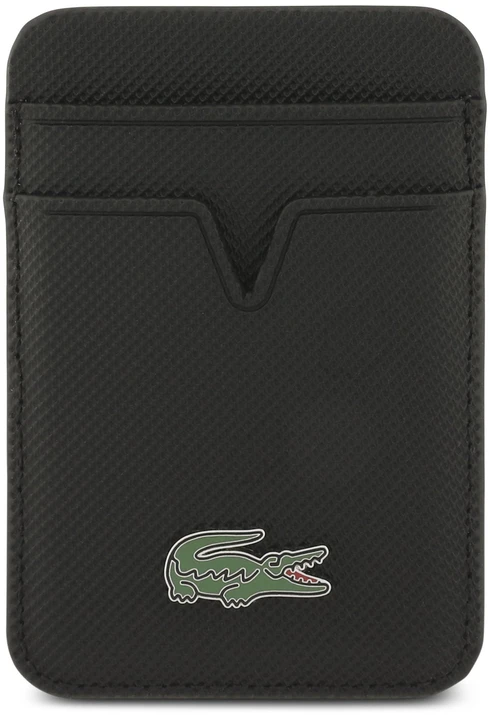 Lacoste Iconic Petit Pique MagSafe dėklas + piniginė, skirta iPhone 18 Pro, juoda