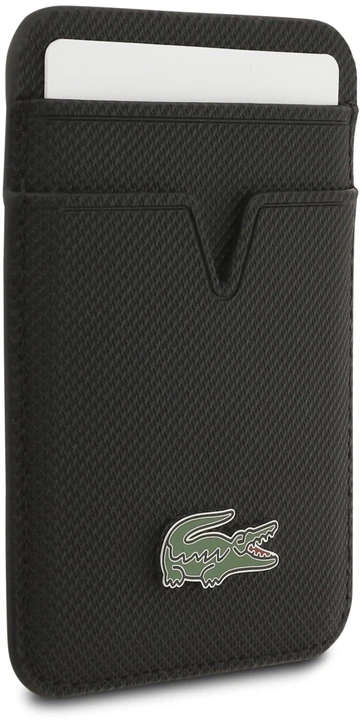 Lacoste Iconic Petit Pique MagSafe dėklas + piniginė, skirta iPhone 18 Pro Max, juoda