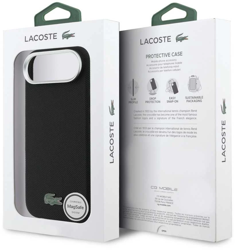 Lacoste Iconic Petit Pique Metal Logo MagSafe dėklas skirtas Apple iPhone Air Juodas