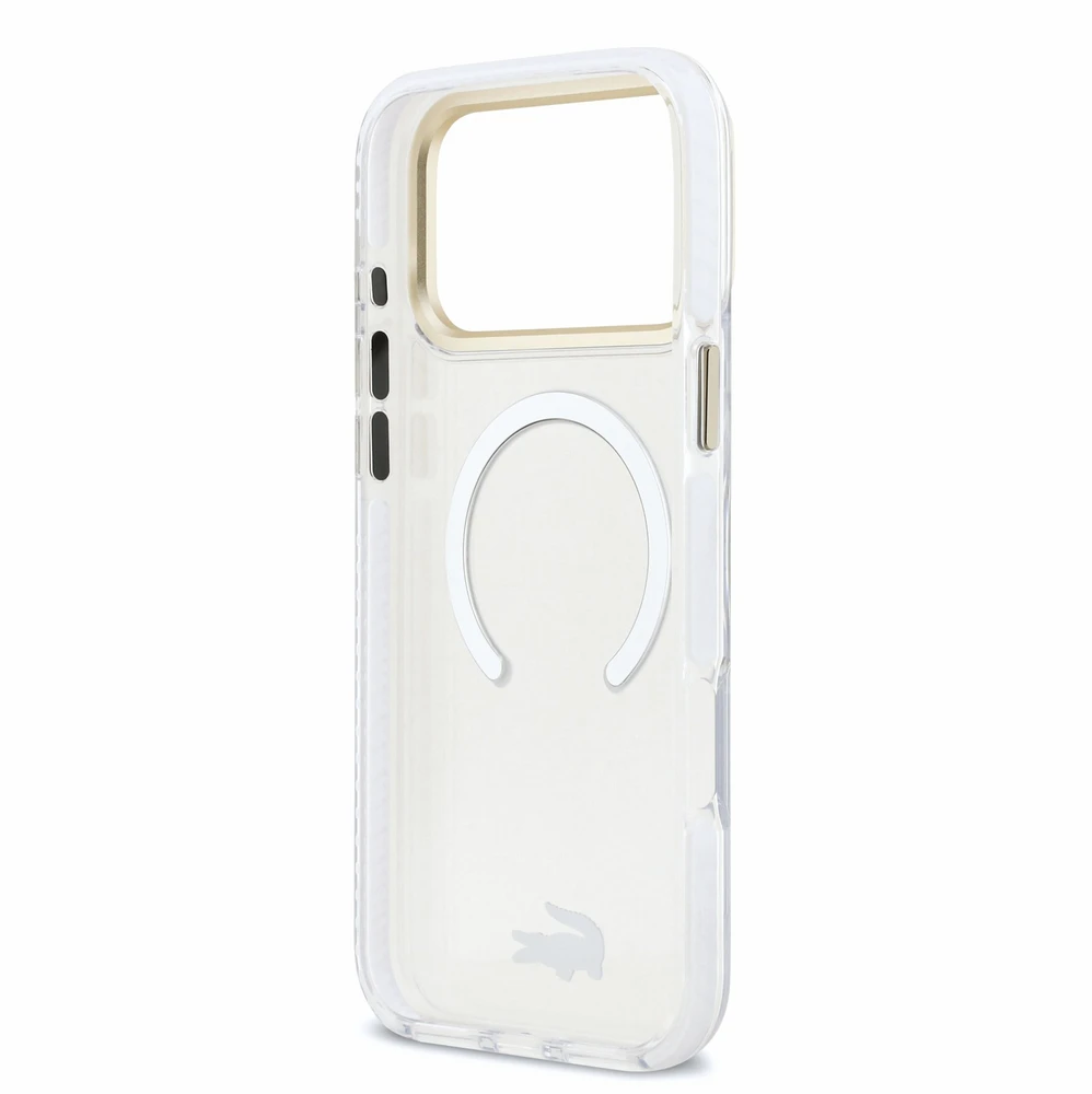 Dėklas Lacoste IML Shockproof Petit Pique Gold Logo MagSafe Case for iPhone 18 Pro Max Transparent