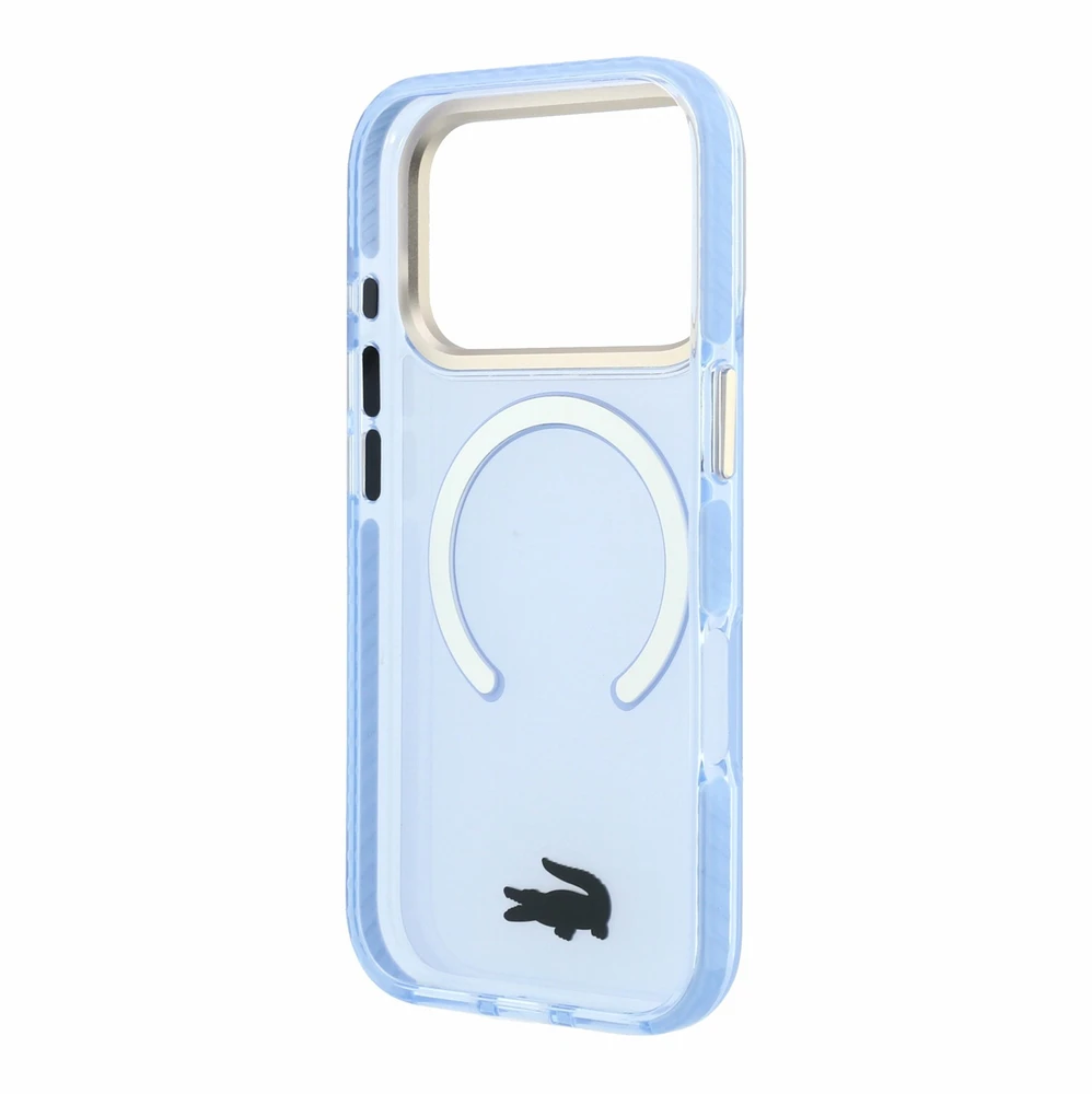 Dėklas Lacoste IML Shockproof Petit Pique Gold Logo MagSafe Case for iPhone 18 Pro Mėlyna