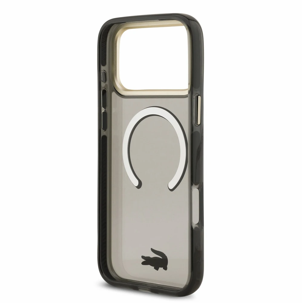 Dėklas Lacoste IML Shockproof Petit Pique Gold Logo MagSafe Case for iPhone 18 Pro Max Juodas