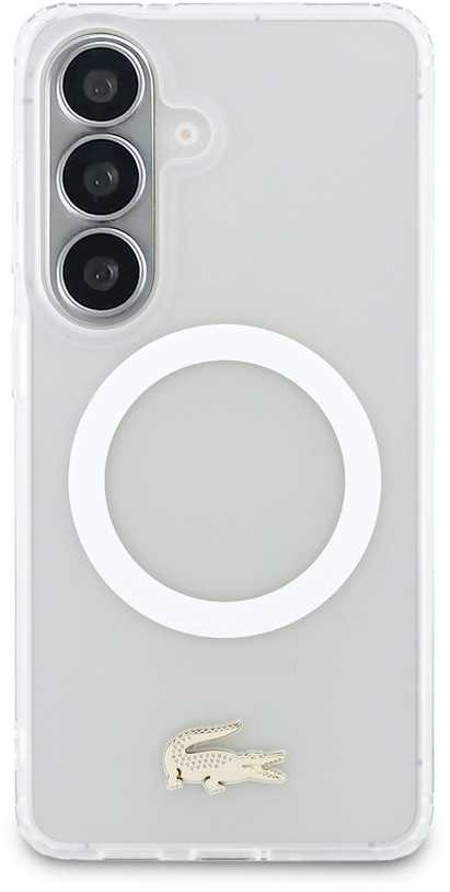 Lacoste PC/TPU Frosted Finish Gold Logo Magnetic dėklas skirtas Samsung Galaxy S26 Baltas