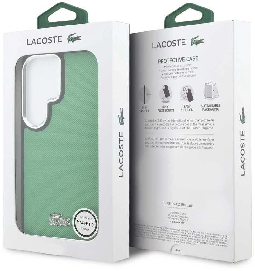 Lacoste Petit Pique Metal Logo Magnetic dėklas skirtas Samsung Galaxy S26 Ultra Estragon Žalias