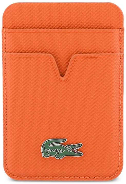 Dėklas Lacoste PU Iconic Petit Pique MagSafe Wallet oranžinės spalvos
