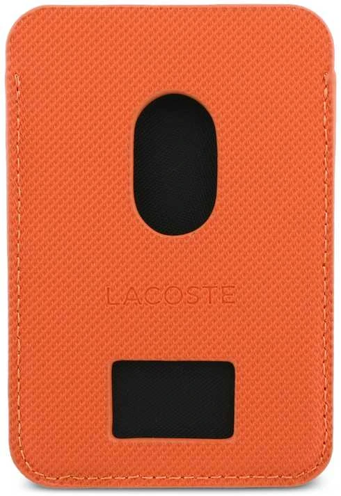 Dėklas Lacoste PU Iconic Petit Pique MagSafe Wallet oranžinės spalvos