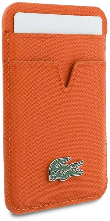 Dėklas Lacoste PU Iconic Petit Pique MagSafe Wallet oranžinės spalvos