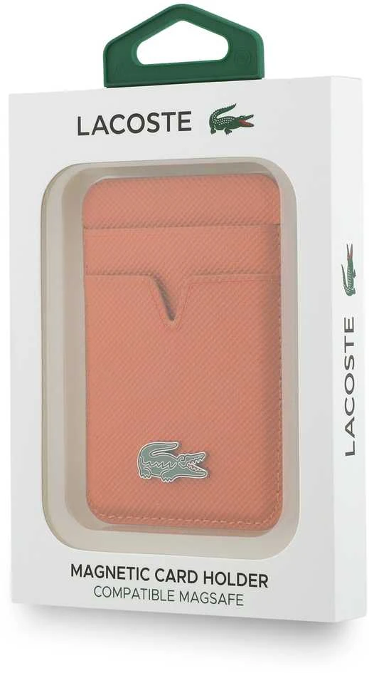 Dėklas Lacoste PU Iconic Petit Pique MagSafe Wallet oranžinės spalvos