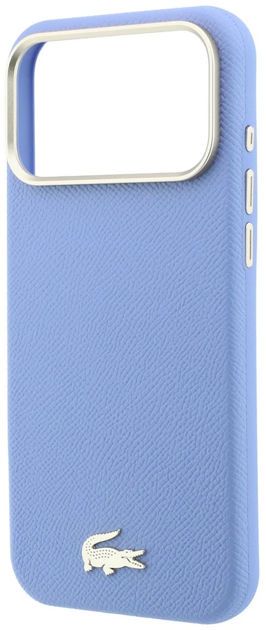 Lacoste PU odos Champs Elysees auksinio logotipo MagSafe dėklas, skirtas iPhone 18 Pro, mėlynas