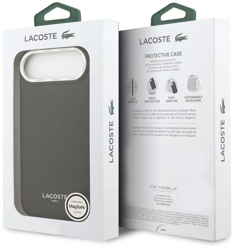 Lacoste PU Leather Champs Elysees MagSafe dėklas skirtas Apple iPhone Air juodos spalvos