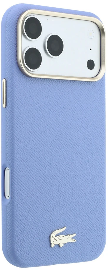 Lacoste PU odos Champs Elysees auksinio logotipo MagSafe dėklas, skirtas iPhone 18 Pro Max, mėlynas