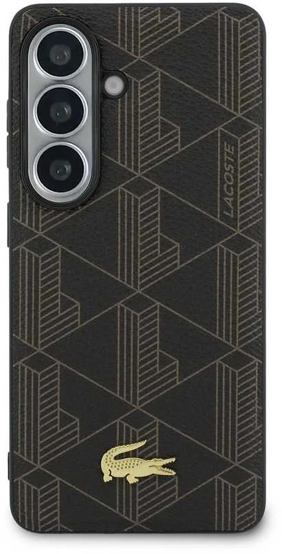 Lacoste PVC Blend Monogram Gold Logo Magnetic dėklas skirtas Samsung Galaxy S26+ rudos spalvos
