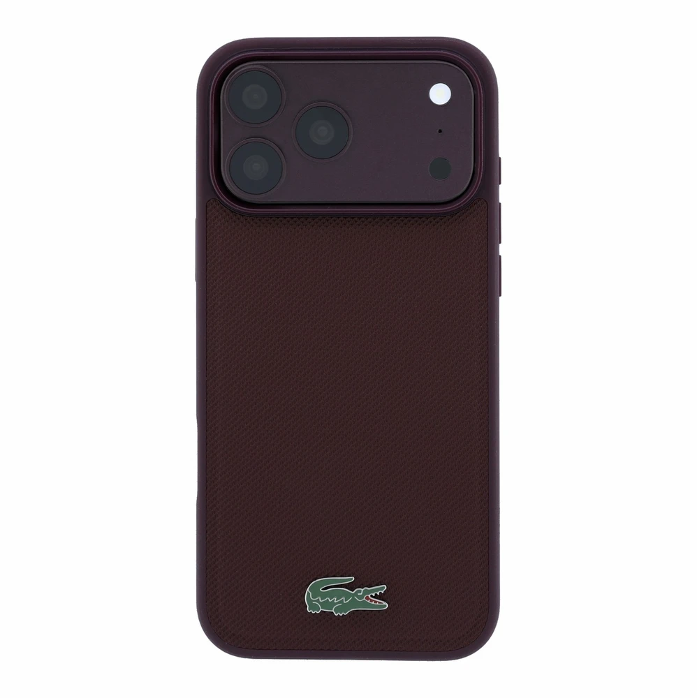 Dėklas Lacoste PVC Iconic Petit Pique Metal Logo MagSafe Case for iPhone 18 Pro Burgundy